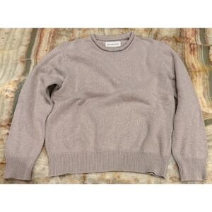 Universal Works Pullover Sweater Mens Sand Beige Ribbed Tight Knit Crew Neck M